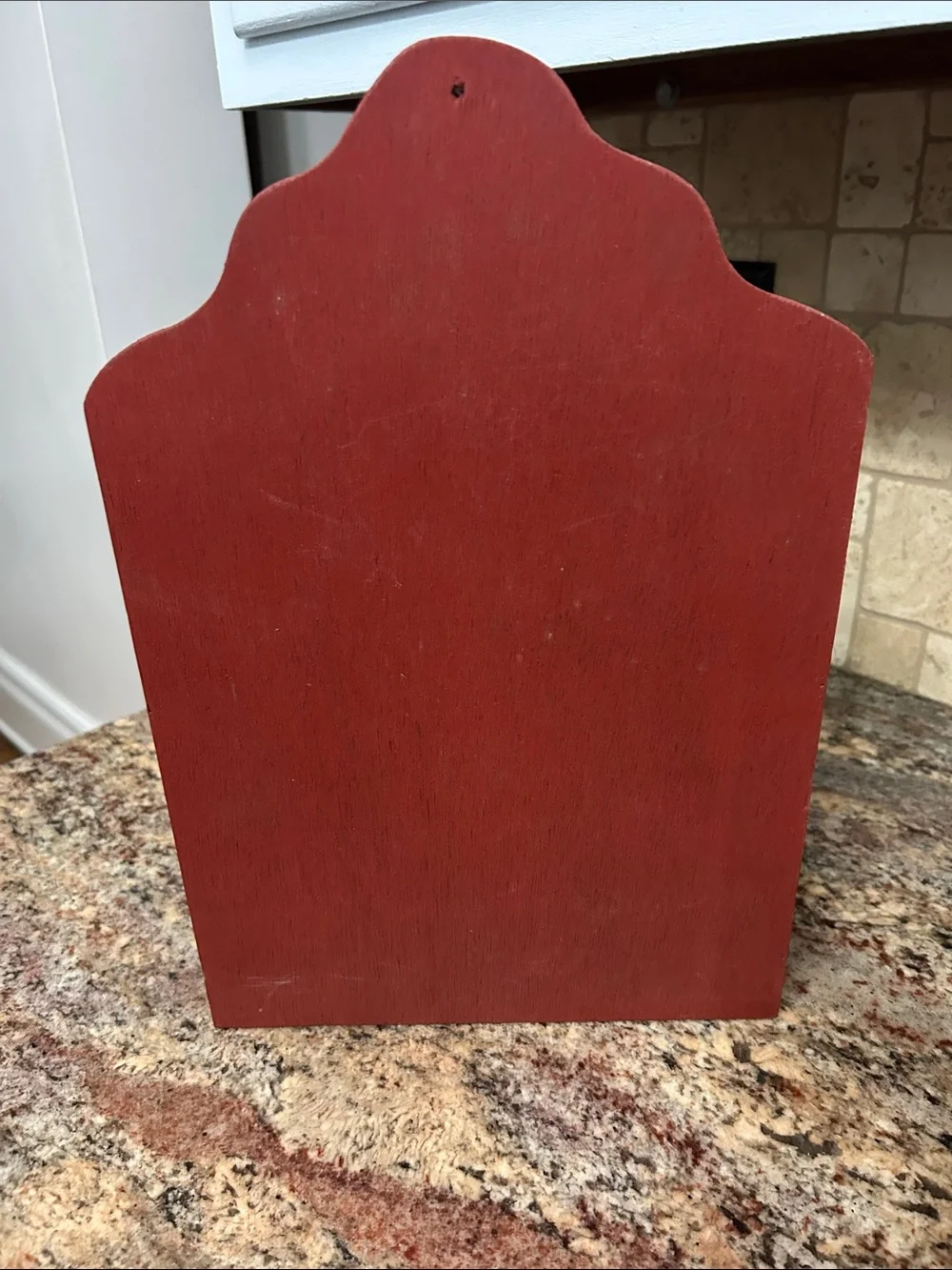 Red Decorative Wall Pocket with Hand-Painted Folk Art